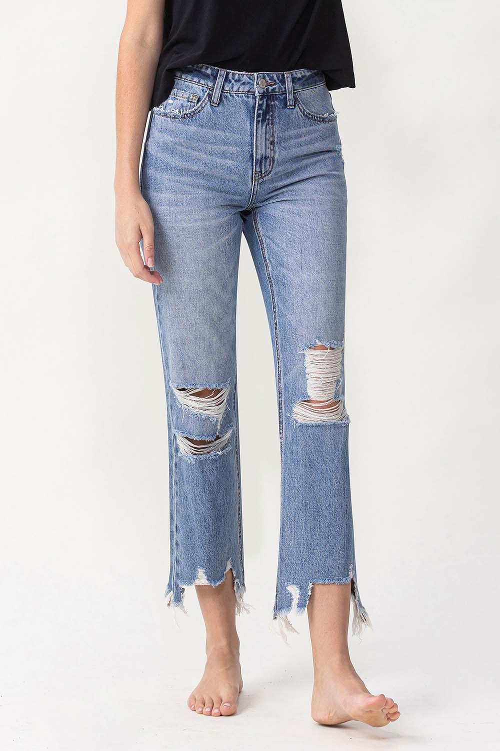 Lovervet High Rise Distressed Straight Jeans *