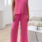 Devine Round Neck Short Sleeve Top and Pants Set