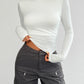 Backless Round Neck Long Sleeve T-Shirt