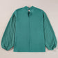 Swiss Dot Mock Neck Balloon Sleeve Blouse