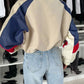 Contrast Baseball Collar Zip Up Long Sleeve Jacket
