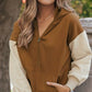 Contrast Half Zip Long Sleeve Hoodie