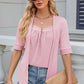 Full Size Eyelet Half Sleeve T-Shirt