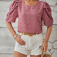 Full Size Swiss Dot Round Neck Short Sleeve Blouse