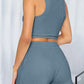 Full Size Round Neck Top and Drawstring Shorts Set