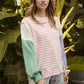 BiBi Exposed Seam Slit Striped Round Neck T-Shirt - Brand BiBi