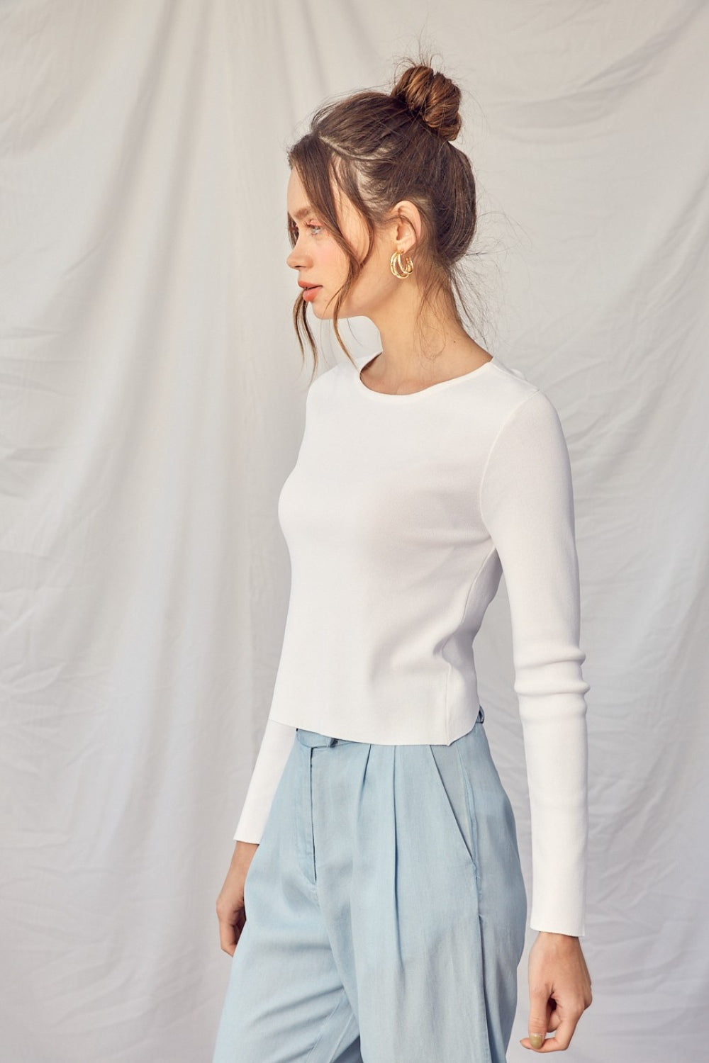 Idem Ditto Twisted Backless Long Sleeve Knit Top *