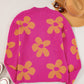 Flower Round Neck Long Sleeve Sweater