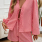 Devine Tied Long Sleeve Top and Shorts Set