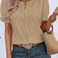 Texture Notched Short Sleeve Blouse