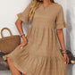 Mandy Ruffled Ruched Round Neck Half Sleeve Dress