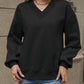 V-Neck Long Sleeve Dropped Shoulder Sweatshirt