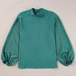 Swiss Dot Mock Neck Balloon Sleeve Blouse