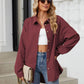Collared Neck Long Sleeve Dropped Shoulder Shirt