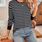 Striped Round Neck Long Sleeve T-Shirt