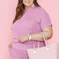 Plus Size Round Neck Short Sleeve Top and Shorts Set
