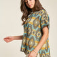 Davi & Dani High-Low Geometric Round Neck Knit Top