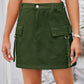 Full Size Pocketed Buttoned Denim Skirt