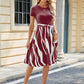 Printed Tie Waist Short Sleeve Dress