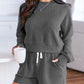Ribbed Round Neck Long Sleeve Top and Shorts Set