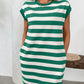 Contrast Striped Round Neck Short Sleeve Mini Dress