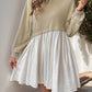 Perfee Contrast Round Neck Long Sleeve Mini Dress