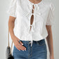 Perfee Tied Eyelet Short Sleeve Bodysuit