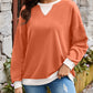 Contrast Round Neck Long Sleeve Sweatshirt