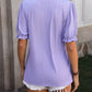 Textured Notched Flounce Sleeve Blouse