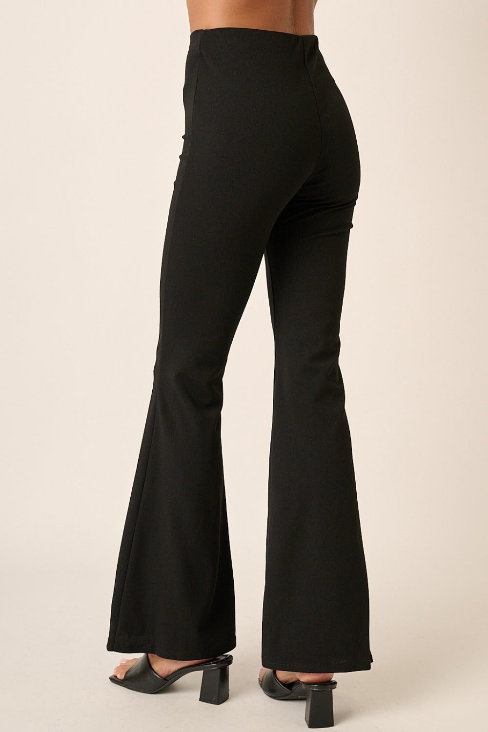 Mittoshop Crepe Knit Elastic Waist Flare Leg Pants *
