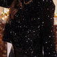 Black Sequin Round Neck Long Sleeve Blouse