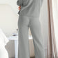 Round Neck Long Sleeve Top and Pants Set