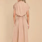 Drawstring Collared Neck Short Sleeve Midi Dress