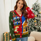 Nutcracker Contrast V-Neck Long Sleeve Cardigan