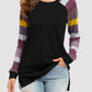 Color Block Round Neck Long Sleeve T-Shirt