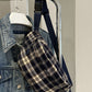 Plaid Adjustable Strap Crossbody Bag