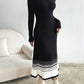 Contrast Mock Neck Long Sleeve Sweater Dress