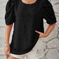 Full Size Swiss Dot Round Neck Short Sleeve Blouse