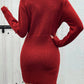 Perfee Cable-Knit Half Zip Long Sleeve Sweater Dress