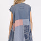 Mittoshop Patchwork Mineral Washed Round Neck Cap Sleeve Top