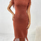 Fringe Openwork Boat Neck Knit Dress
