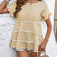 Round Neck Flounce Sleeve Blouse
