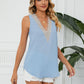 Contrast Trim Plunge Sleeveless Blouse