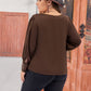 Plus Size Lace Detail Round Neck Long Sleeve Blouse