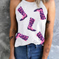 Sequin Boots Print Round Neck Tank