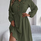 Collared Neck Long Sleeve Dress with Pockets