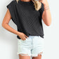 Full Size Textured Round Neck Cap Sleeve Blouse
