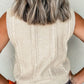 Embroidered Cable-Knit Round Neck Sweater Vest