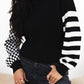 Striped & Checkered Turtleneck Dropped Shoulder Sweater