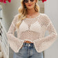 Openwork Round Neck Dropped Shoulder Knit Top